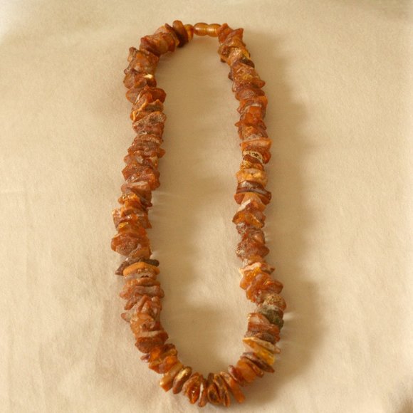 100% Natural Raw Baltic Amber Necklace – Thick Chunky Unpolished Beads, 53g, 22” - Picture 1 of 2